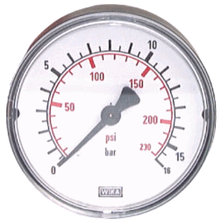 Manometer D 63 mm, 0 - 1 bar, G 1/4\" hinten