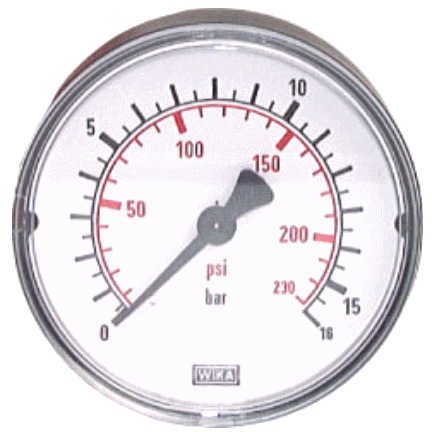 Manometer waagerecht (KU/Ms), 50mm, 0 - 10 bar, G 1/4\"